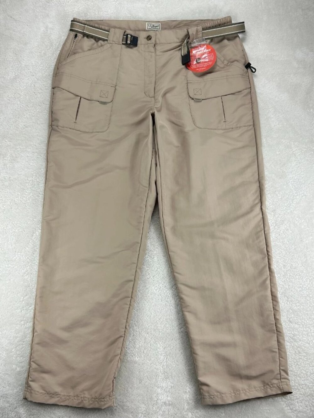 NWT L.L. Bean SunSmart UPF 50+ Cargo Pants Mens XL Beige Belted Outdoor